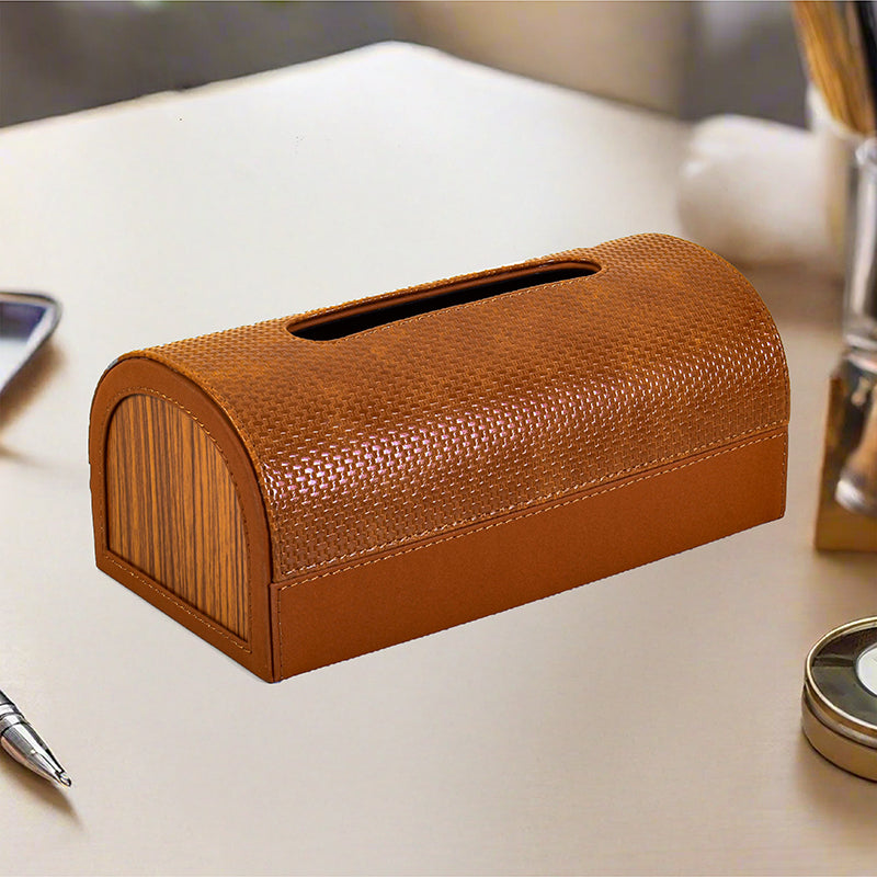 Tishue Faux Leather Tissue Box - Tan