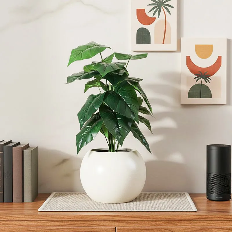 Faux Anthurium Silk Plant With Black Plastic Pot - 2.13 ft media 1