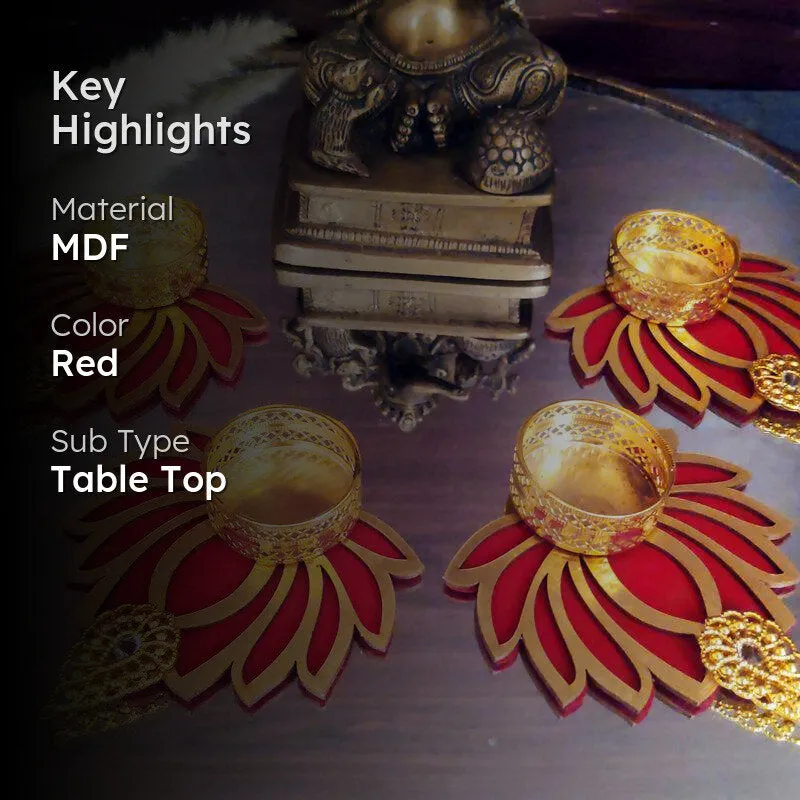 Kamala Shine Tealight Candle Holder (Red) - Set Of Four media 2
