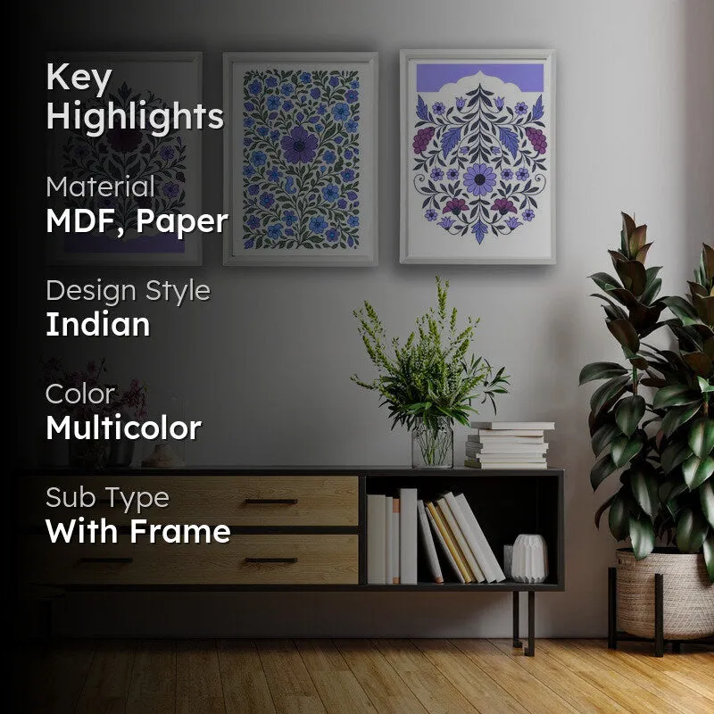 Royal Botanica Paper Wall Painting With Frame - White media 2