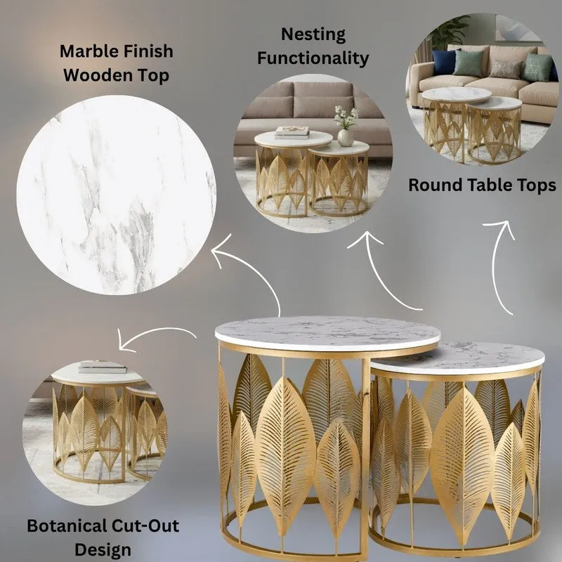Kairo Curve Accent Table (Brown & White) - Set Of Two media 7