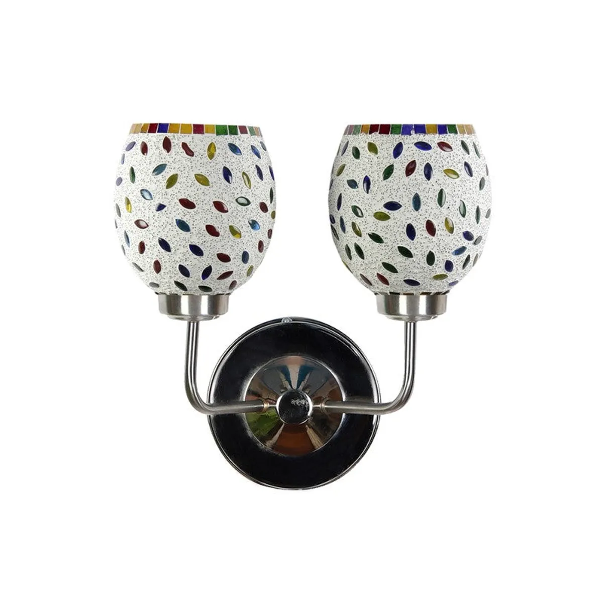 Studio front view of multicolour mosaic glass wall lamp