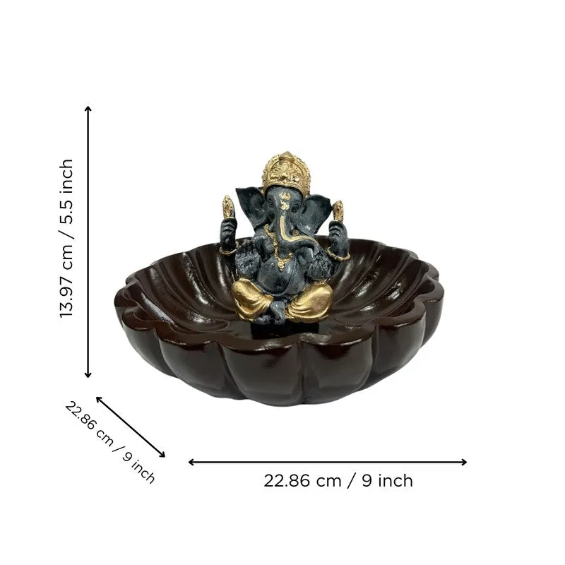 Lord Ganesha Decorative Resin Brown Urli media 5