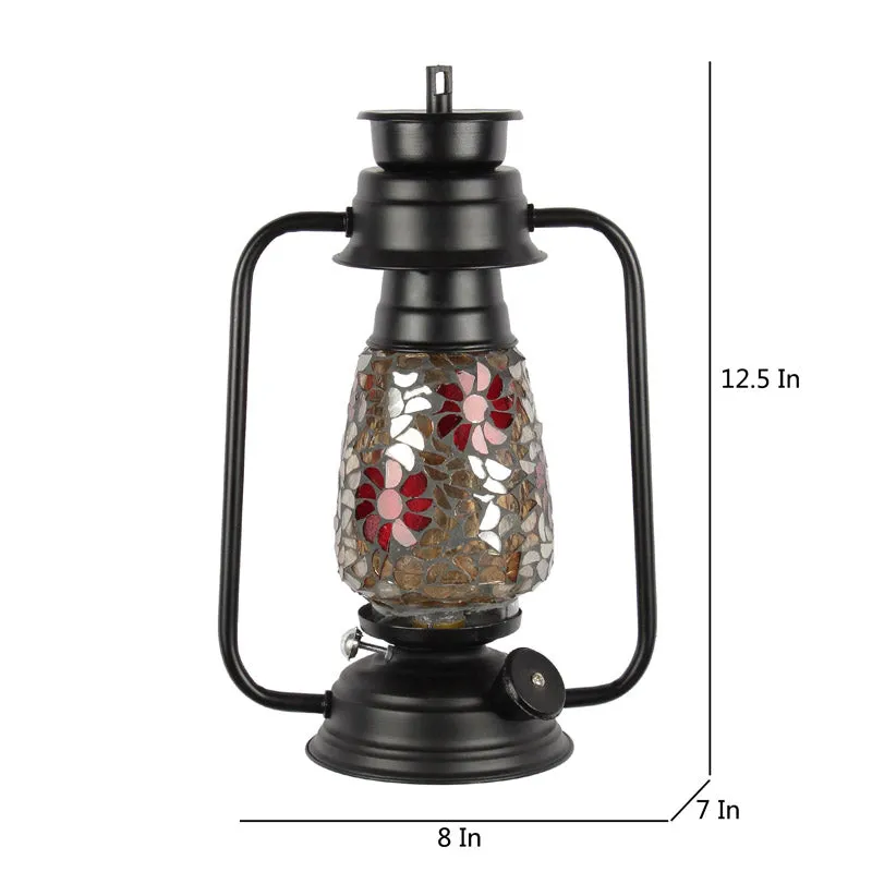 Phoolkari Mosaic Lantern Iron Wall Lamp - Black media 7