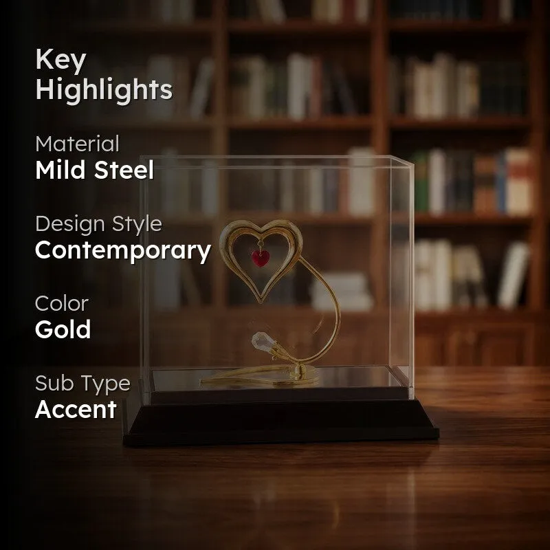 Golden Heart 24K Gold Plated Mild Steel Showpiece media 2