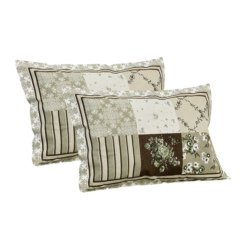 Moorah Cotton Bedsheet (Olive Green,White) - 160 TC media 6