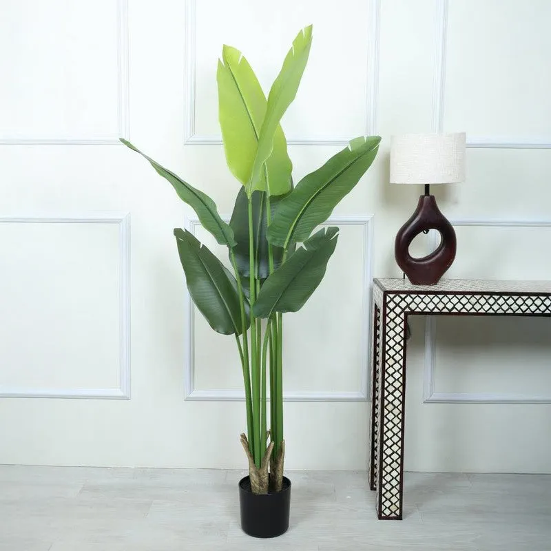 Artificial Travellers Palm Plant With Black Fiber Pot - 4.9 Feet media 3