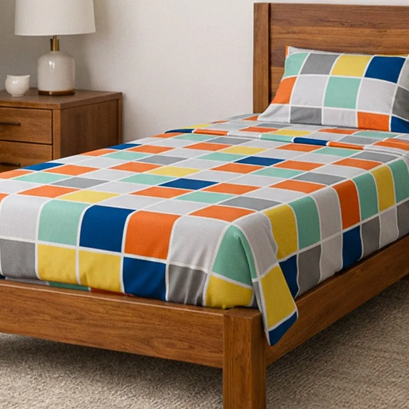 Hue Dazzle Checkered Microfiber Bedsheet - 110 GSM media 3