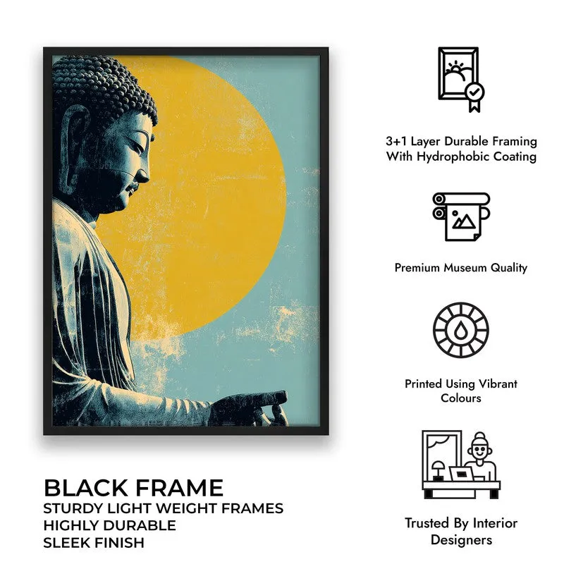 Buddha In Golden Aura II Archival Paper Wall Painting With Black Frame media 9
