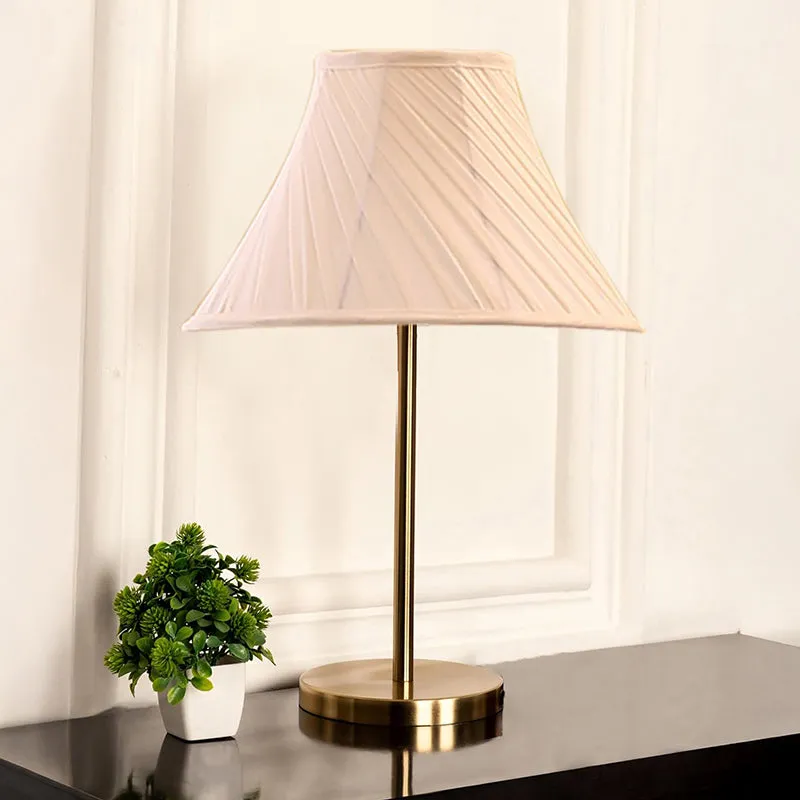 Timeless Torch Cotton & Metal Table Lamp - Ivory,Gold media 2