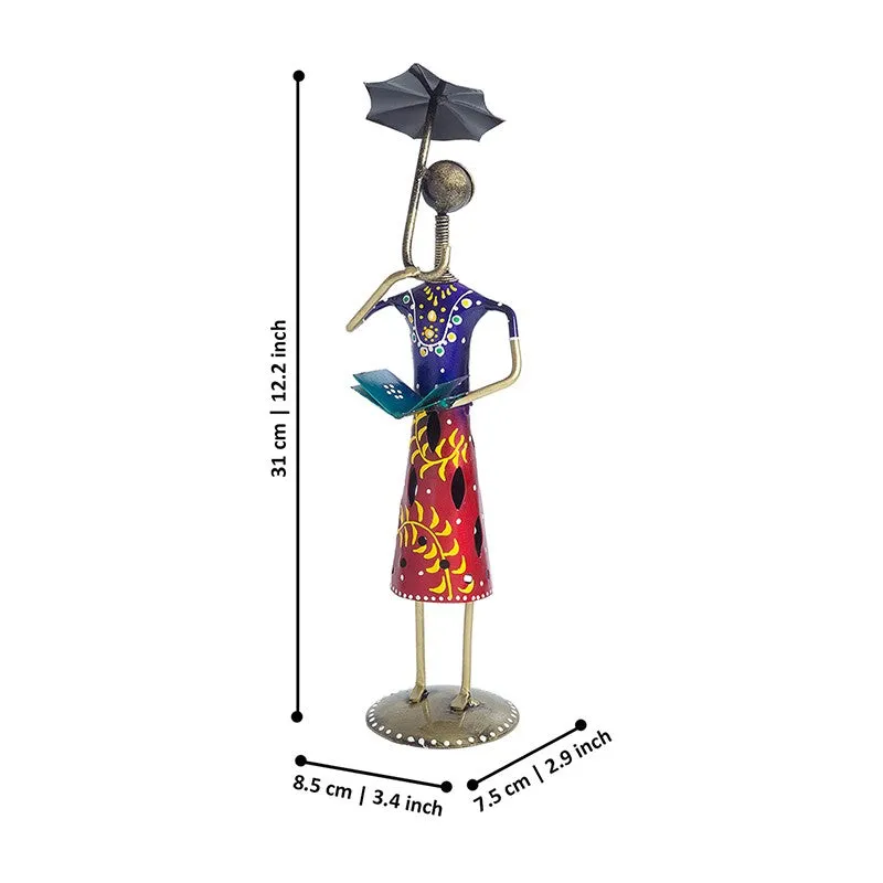 Lady With Umbrella Iron Showpiece - Blue,Red media 8