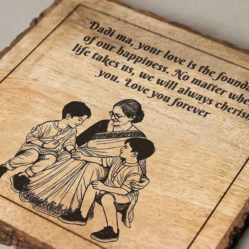 Dadi Is Happiness Wood Showpiece - Square media 4