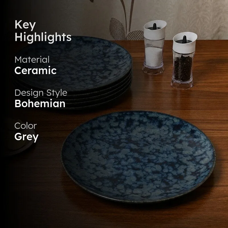Ceramic Dinner Plates (Grey) - Set of Six media 2