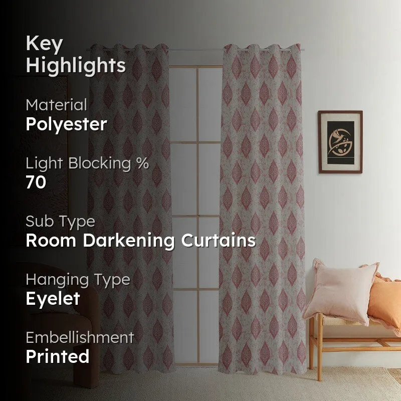 Curtique Printed Curtains (Pink) - Set Of Two media 2