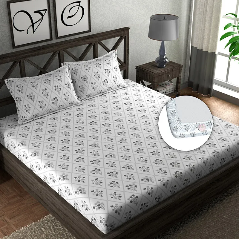 Lindir Fitted Microfiber Microfiber Bedsheet (Grey) - 150 GSM media 3