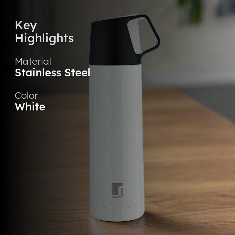 Bergner Walking Thermosteel Hot and Cold Flask (White) - 500 mL media 2