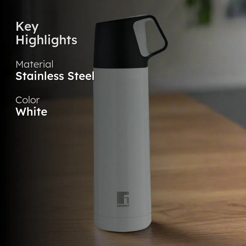 Bergner Walking Thermosteel Hot and Cold Flask (White) - 500 mL media 2