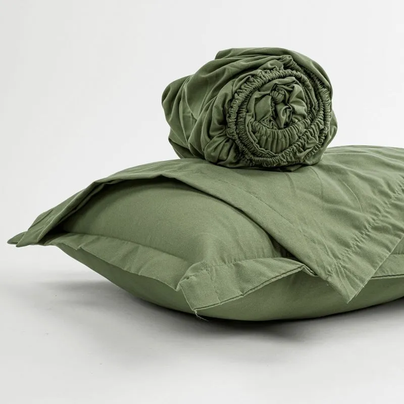 Cloud Drift Fitted Microfiber Bedsheet (Dark Green) - 140 GSM media 6