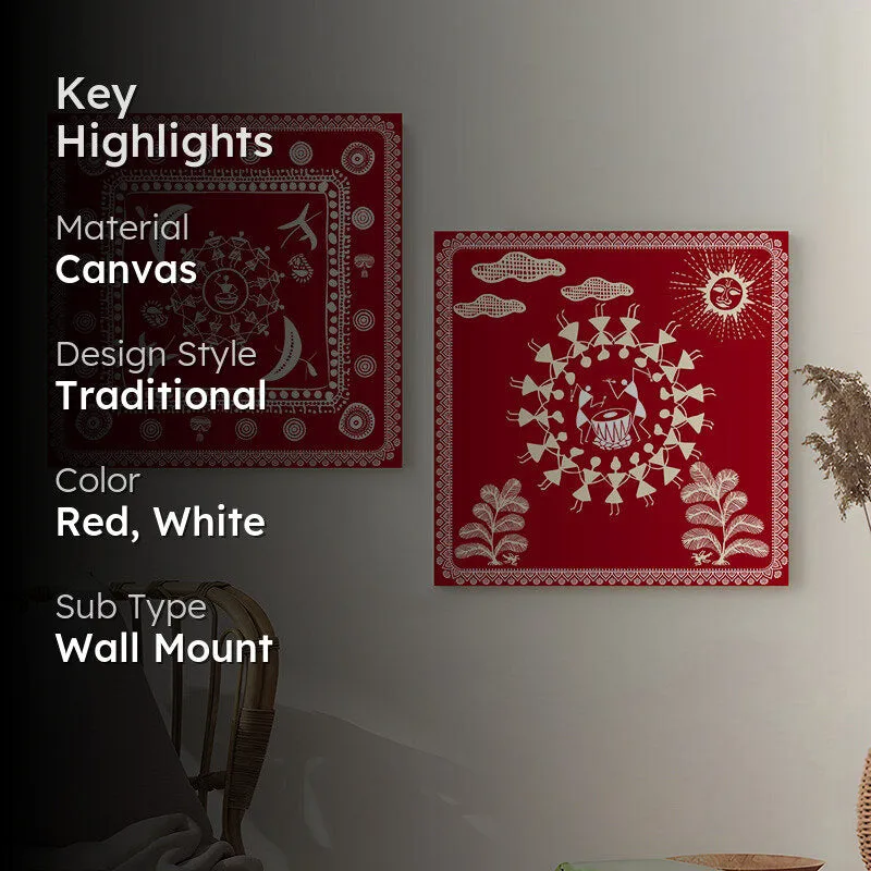 Warli Motif I Wall Art - Set Of Two media 2