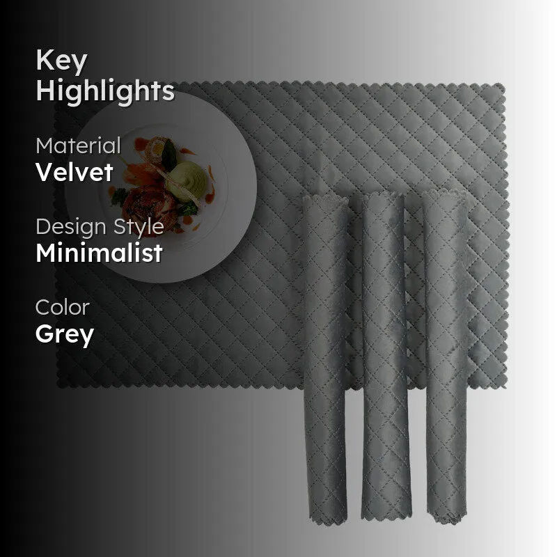 Osric Velvet Quilted Placemat (Grey) - Set Of Six media 2