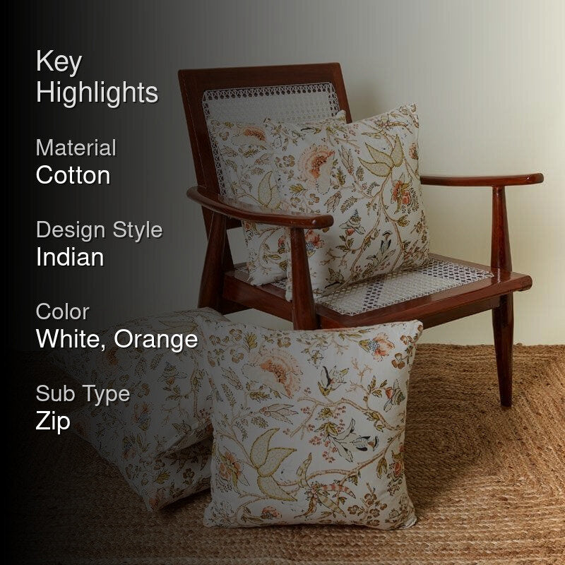 Lushlie Blooms Cushion Cover (Orange) - Set Of Five media 2
