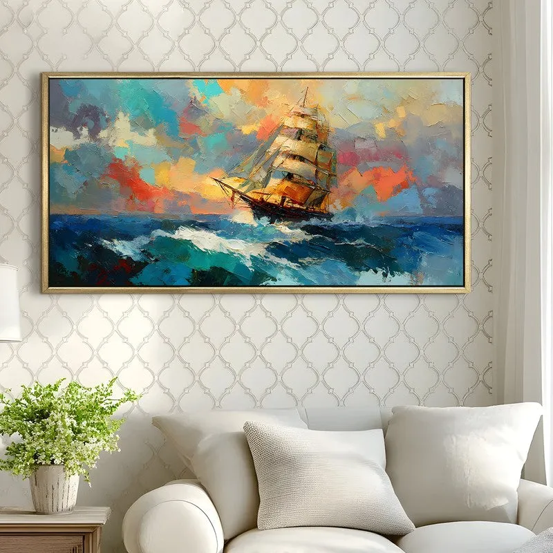 Open Sea Canvas Wall Painting With Frame media 4