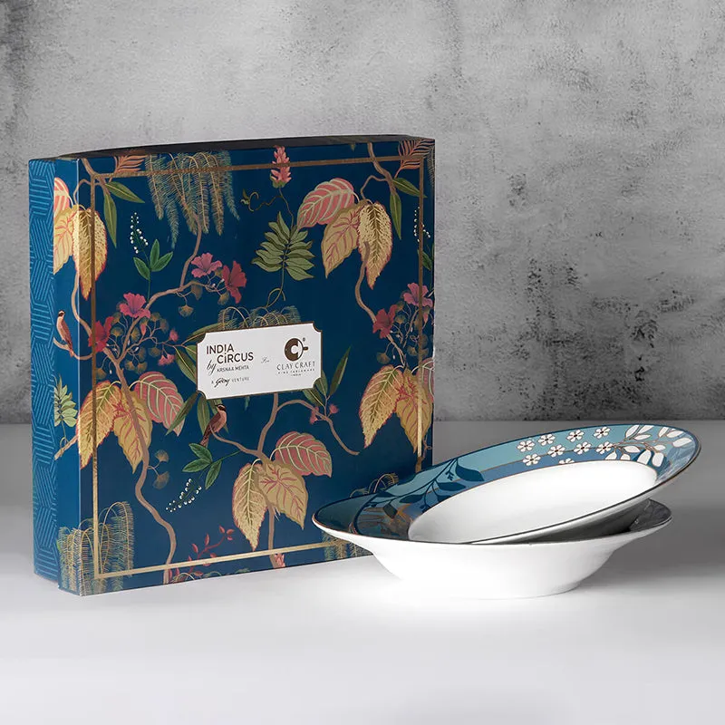 India Circus Azura Bone China Pasta Plate - Set Of Two media 1
