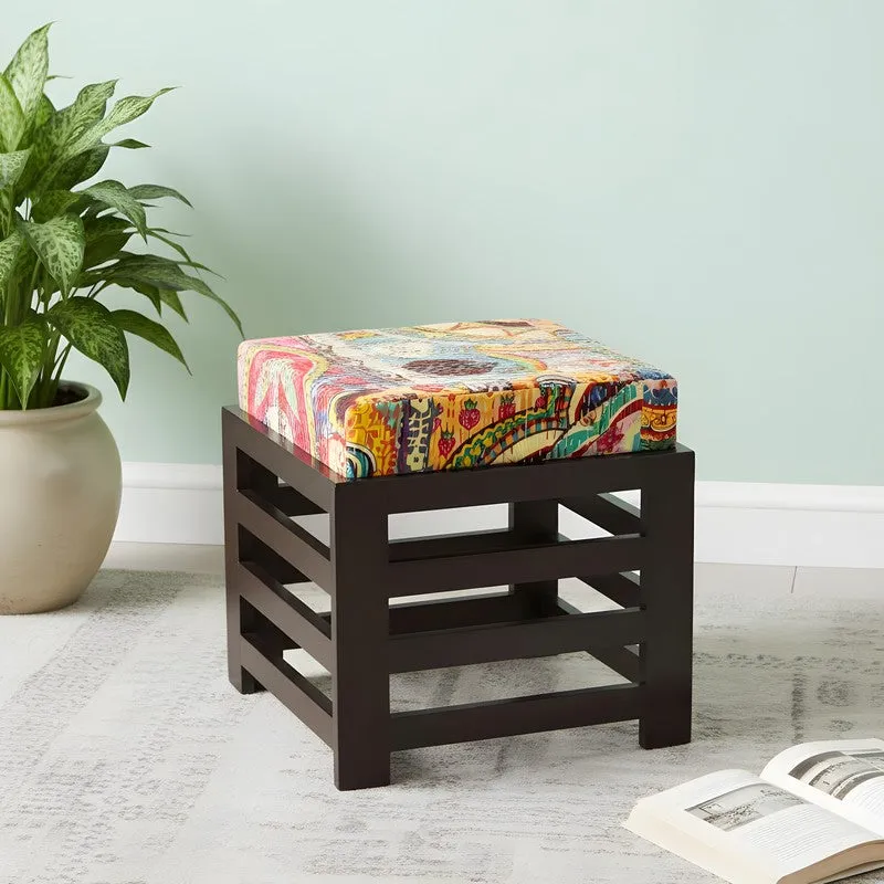 Vexon Sheesham Wooden Bench with Stool (Multicolor) - Two Piece Set media 1