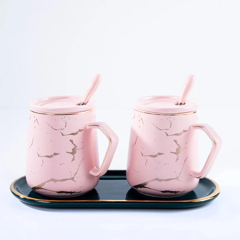 Goldira Glam Pink Mug And Tray (400 ML) - Five Piece Set media 3