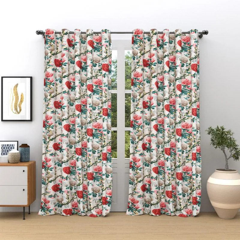 Mivaana Floral Curtain - Peach media 3