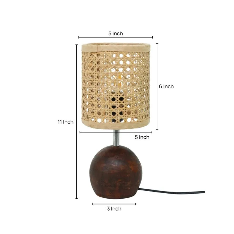 Openweave Wooden & Cotton Table Lamp - Beige media 5