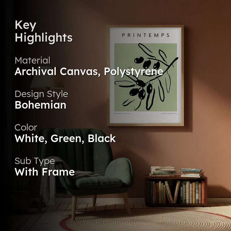 Spring Gestures Canvas Wall Painting With Brown Frame media 2
