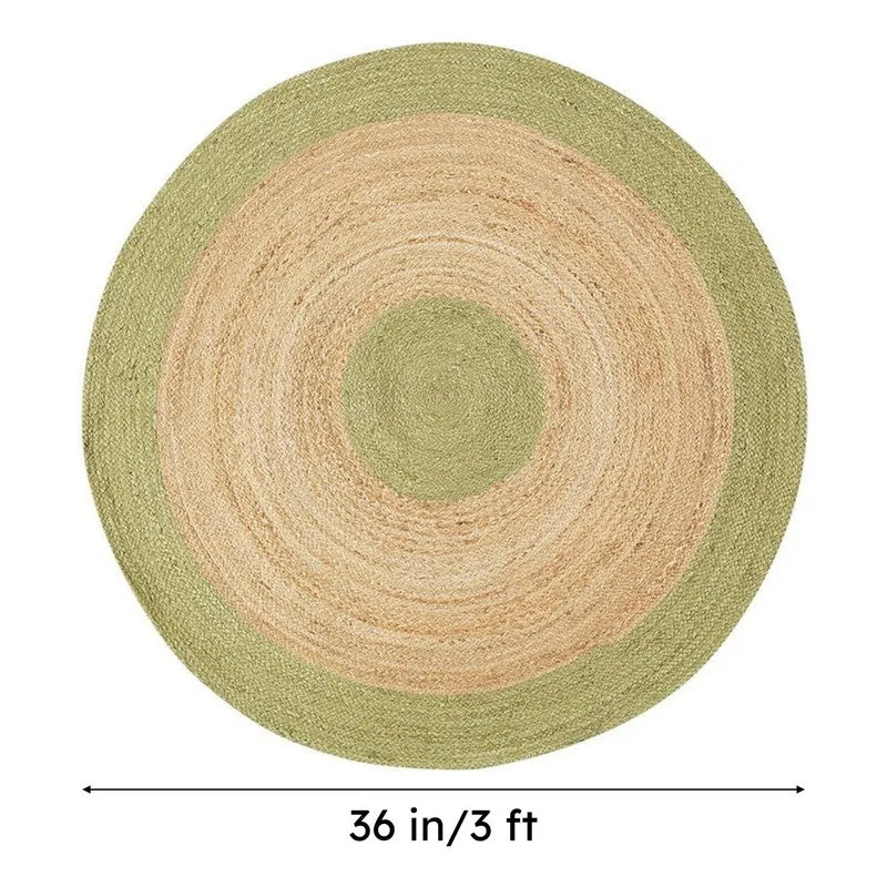 Spiral Craft III Braided Jute Area Rug - Green, Beige media 8