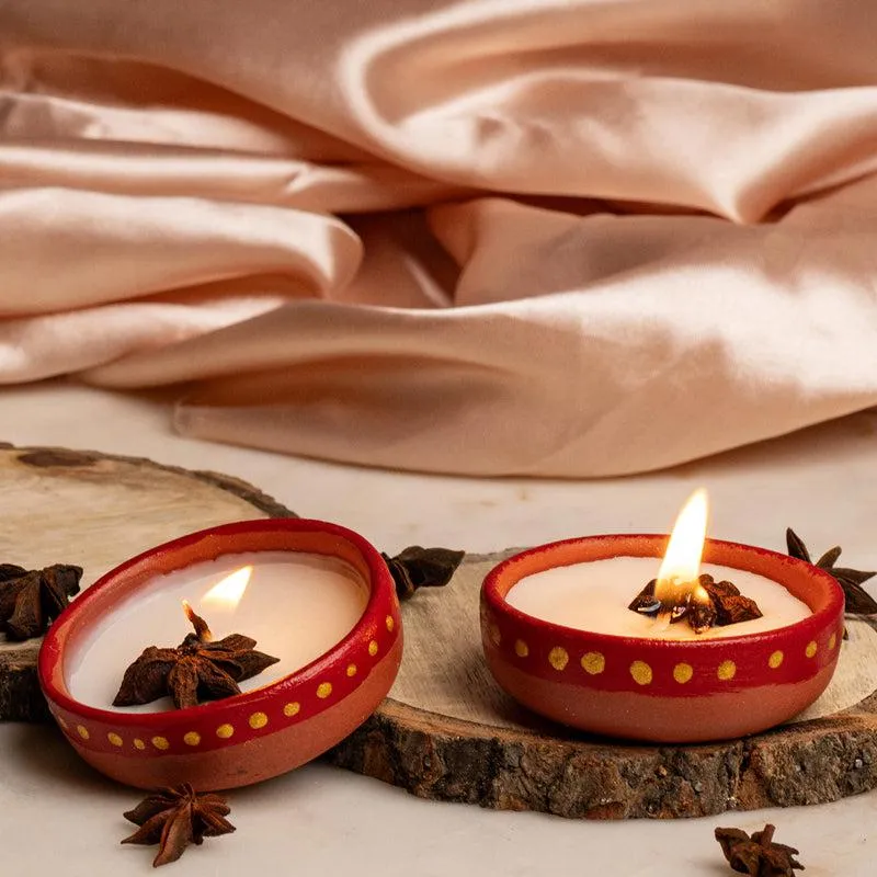 Miya Handpainted Cinnamon Scented Candle - Set Of Two media 3