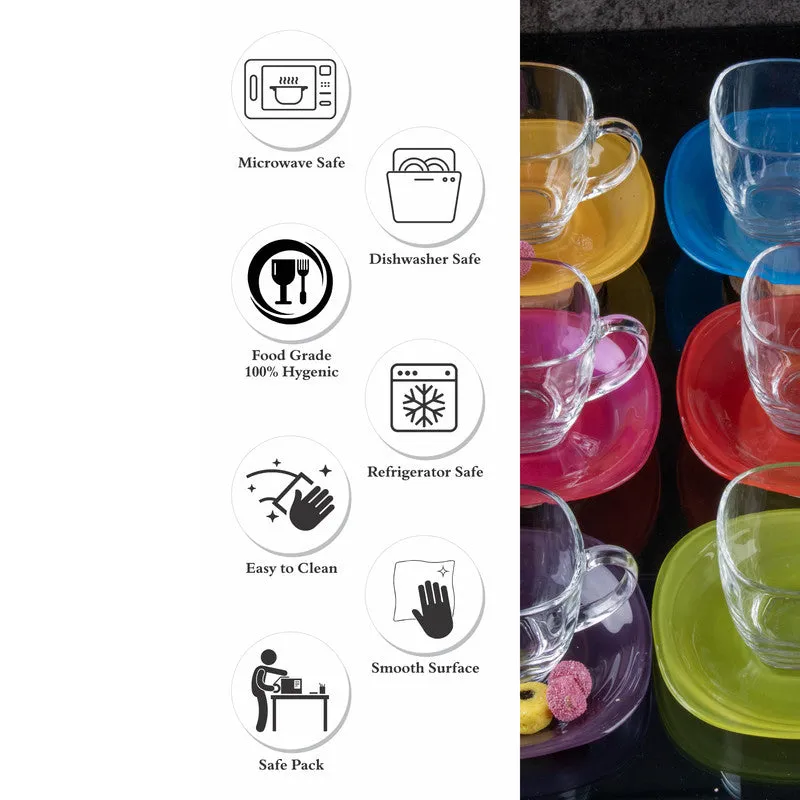 Celine Glass Cup & Saucer (220 ML) - Twelve Piece Set media 5