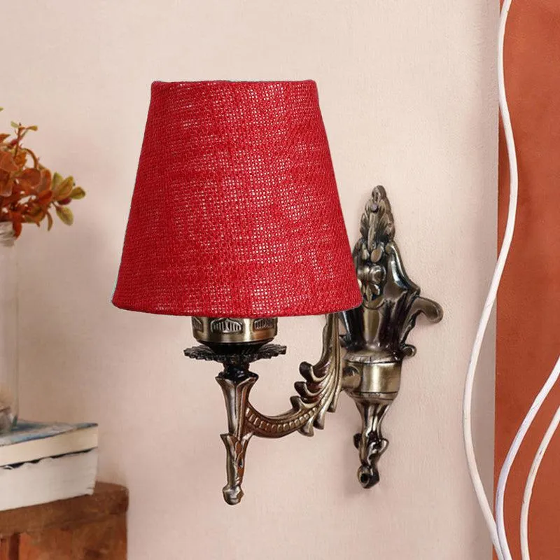 Vista Edrel Conical Fabric & Metal Wall Lamp - Maroon media 3