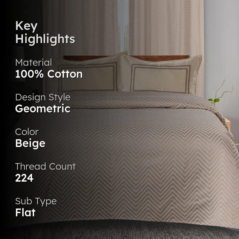 Saral Home Firki Cotton Bedsheet (Beige) - 224 TC media 2