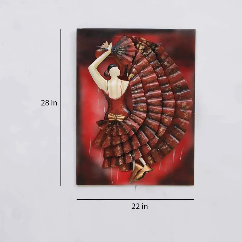 Dancer In Red Iron Wall Accent With Wooden Frame media 6