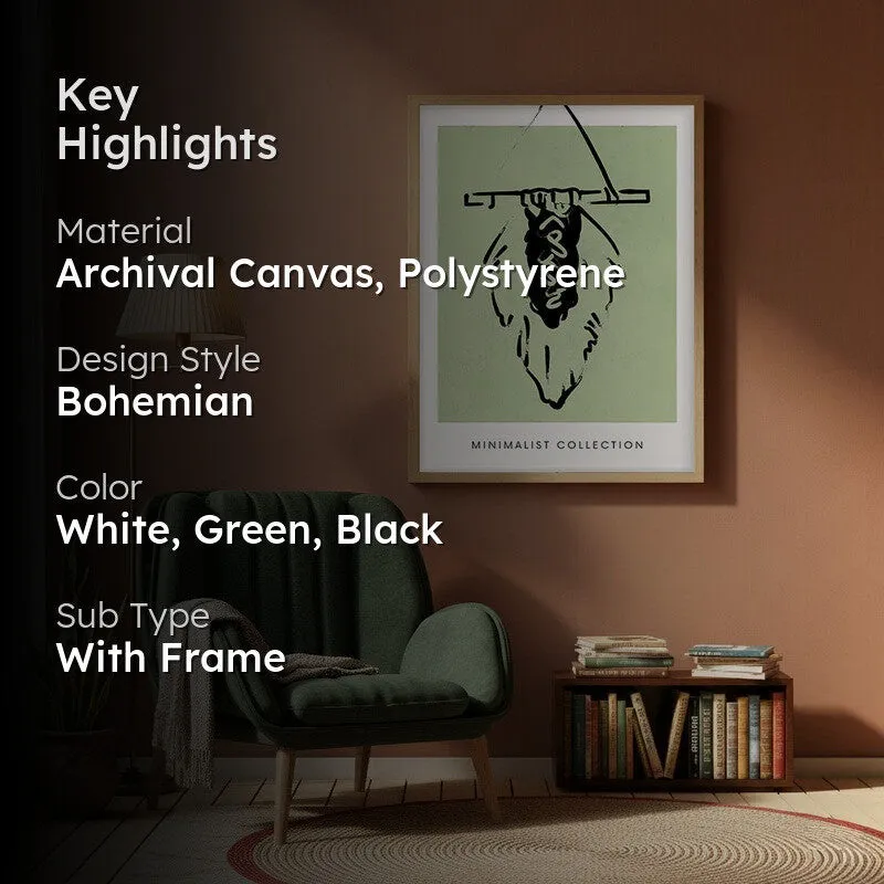 Serene Boho Canvas Wall Painting With Brown Frame media 2