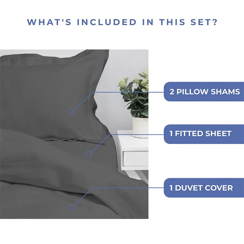 Evelyn 100% Cotton Satin Weave Bedding Set - Grey - 400 TC media 7