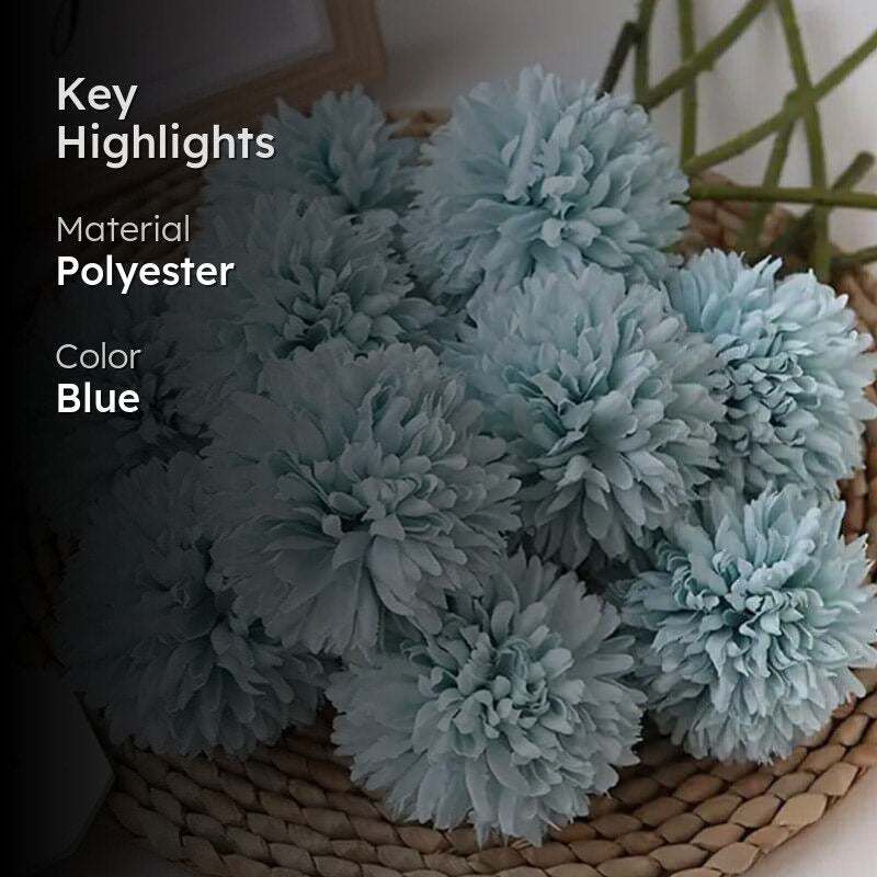 Faux Ja Dank Chrysanthemum Bunch (Blue) - Set Of Six media 2