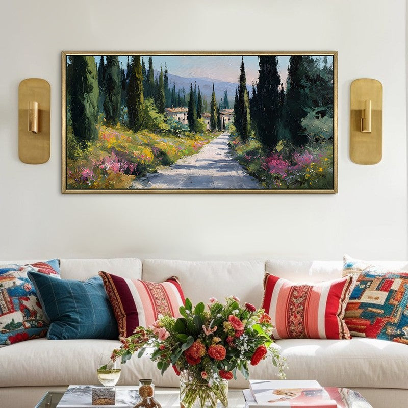 Hilltop Calm Canvas Wall Painting With Frame