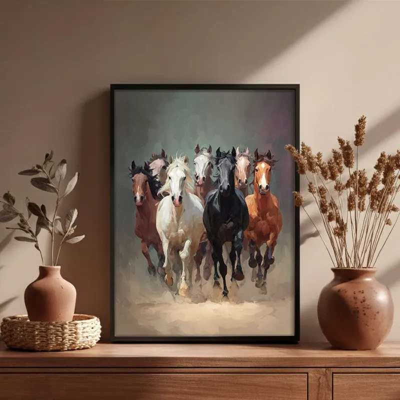 Gallop of Freedom Horse Archival Paper Wall Painting With Black Frame media 6
