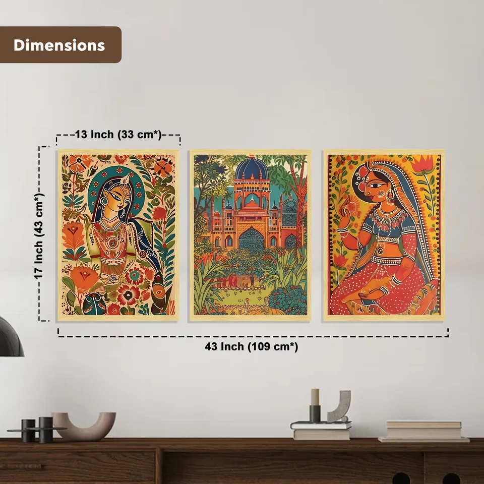 Coral Creek Cotton Canvas Wall Painting - Set Of Three media 4