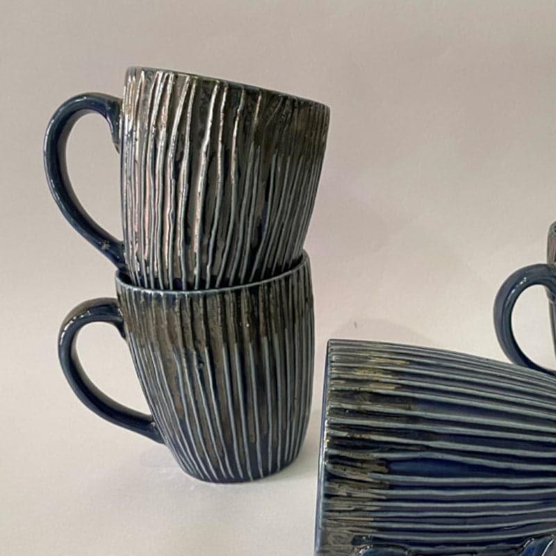 Stripe Ceramic Coffee Mug (300 mL Each) - Set of Four media 3
