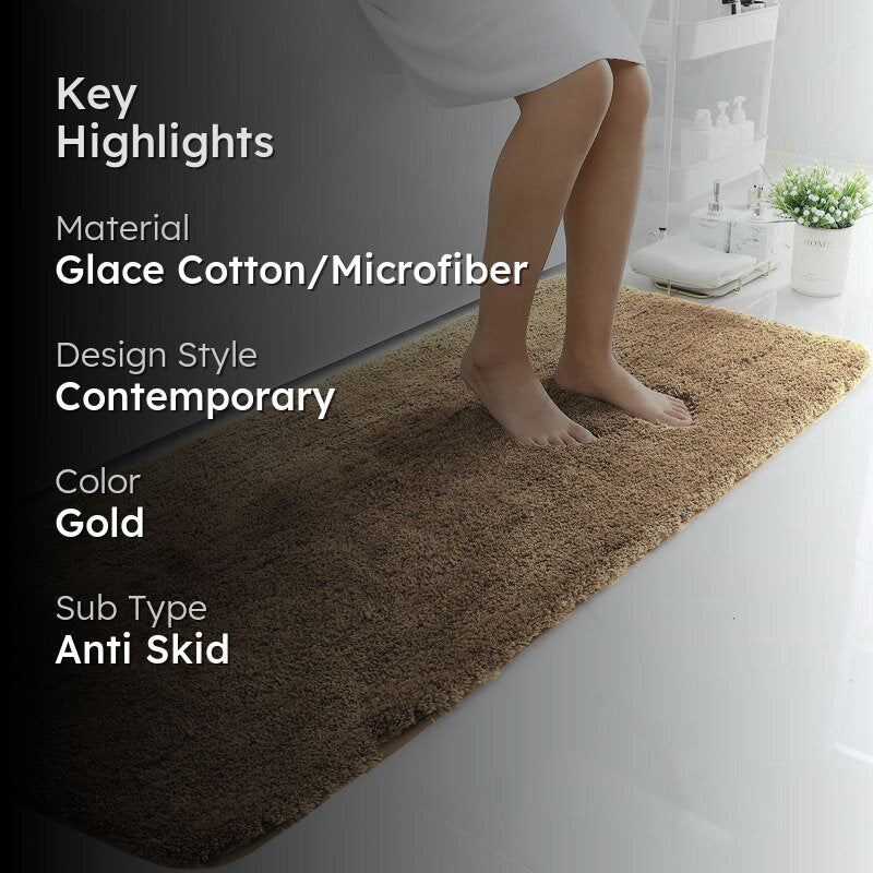 Vegas Luxe Micro Fiber Runner Rug - Gold media 2
