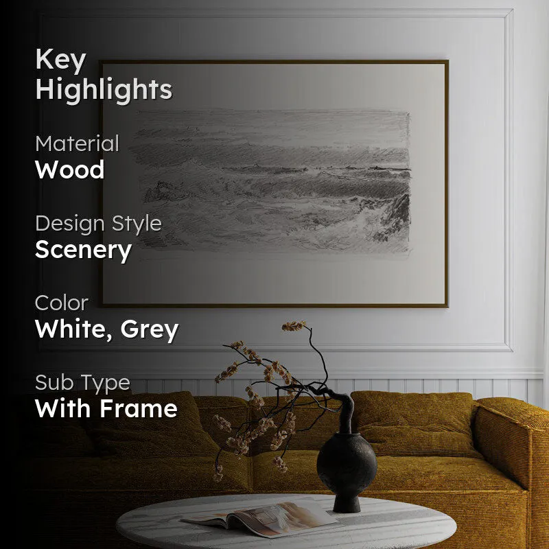 Silver Waves Wood Wall Art With Frame - Black media 2