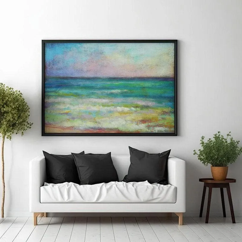 Waiting For Sunset Canvas Wall Painting - Black Frame media 3