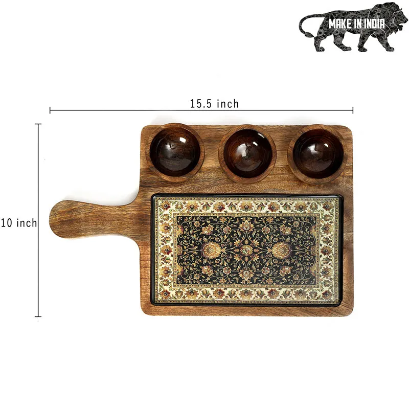 Mughal Glory Mango Wood Platter - Four Piece Set media 8