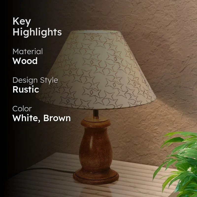StyleAura Designer Bedside Wooden Table Lamp - White,Brown media 2